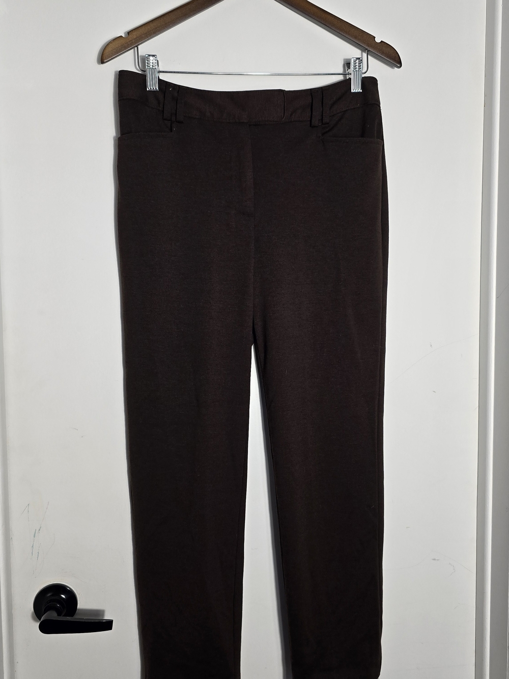 Jessica Straight-Leg Pull-On Pants - Dark Brown